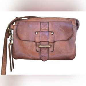 Harbour 2nd Luna Cognac Brown Distressed Leather Convertible Crossbody Belt Bag